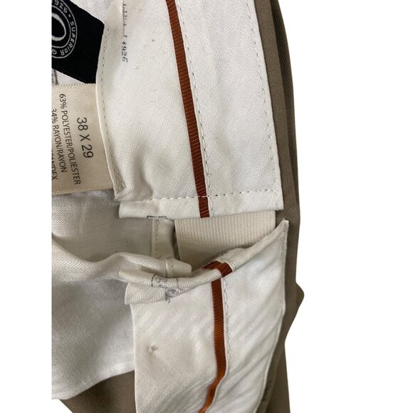 Haggar Mens Classic Fit Dress Pants 38x29 Khaki Flat Front Wrinkle Resistant Pol - Picture 5 of 6